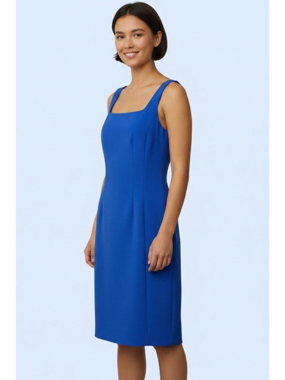 Kobi Halperin Mariola Royal Blue Square Neck Sheath Dress Size W 6